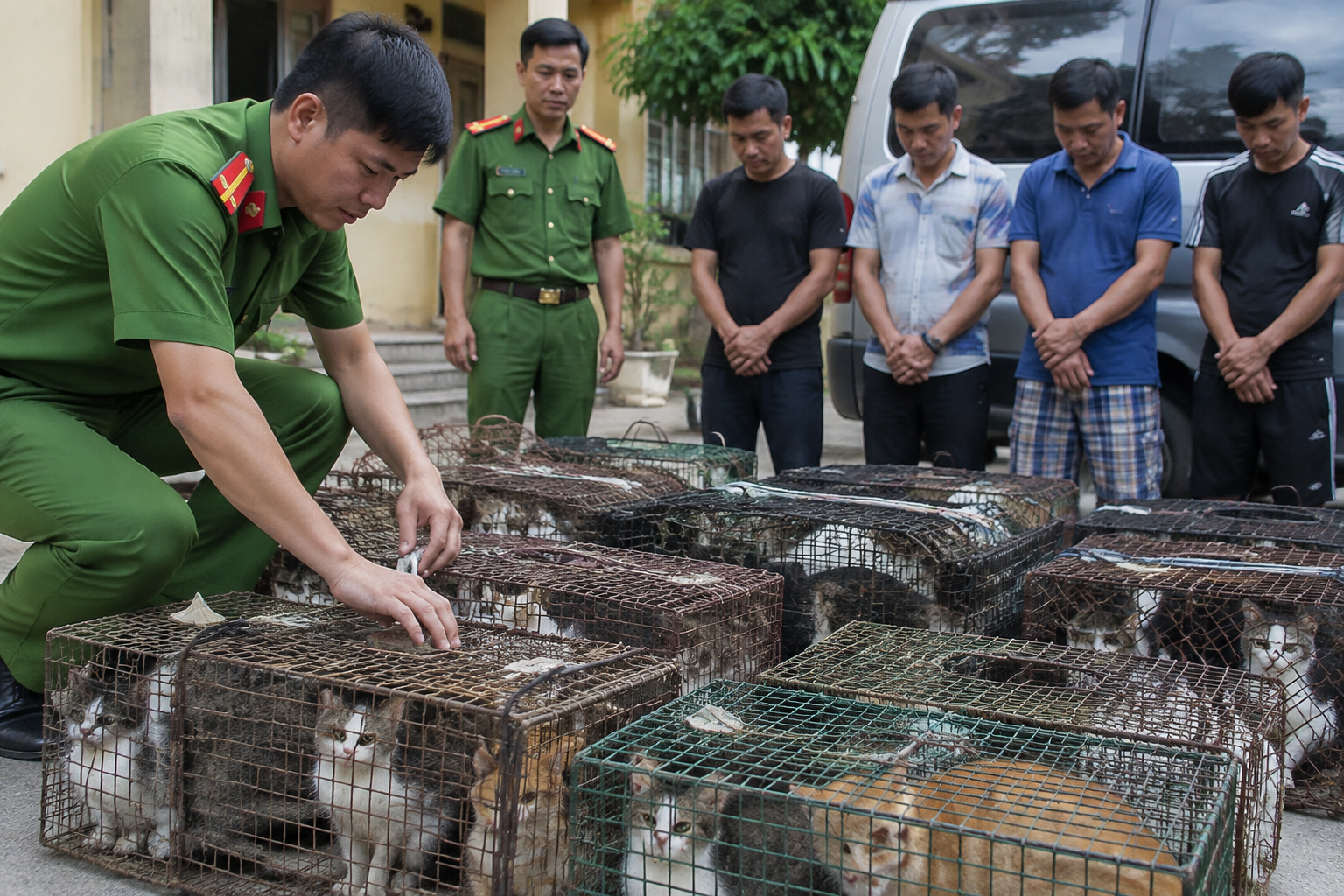 Vietnamese police arrest 12 suspected of catching cats for meat
