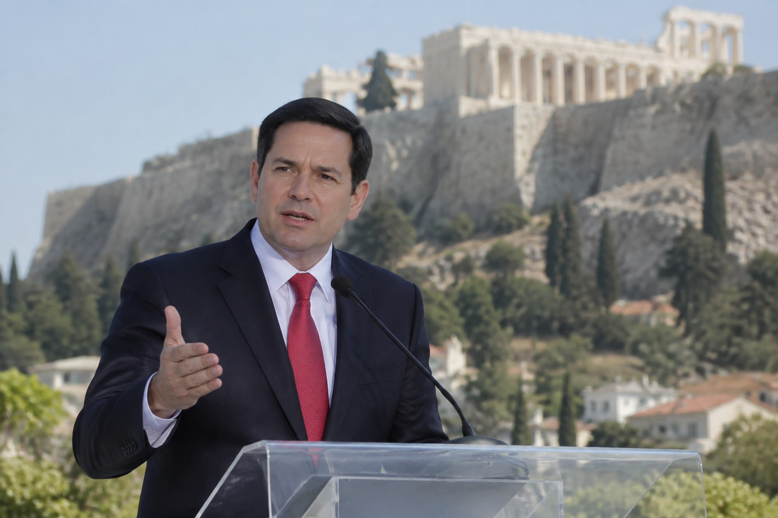 Rubio warns of Western decline in speech overlooking Acropolis