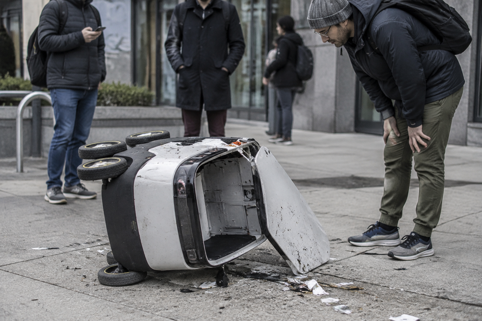 Food Delivery Robots Face Vandalism in American Cities