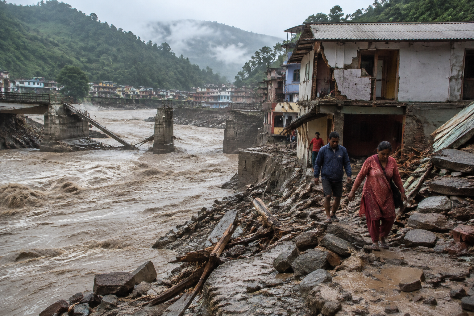 Fresh Nepal floods sweep away homes and bridges amid recovery efforts