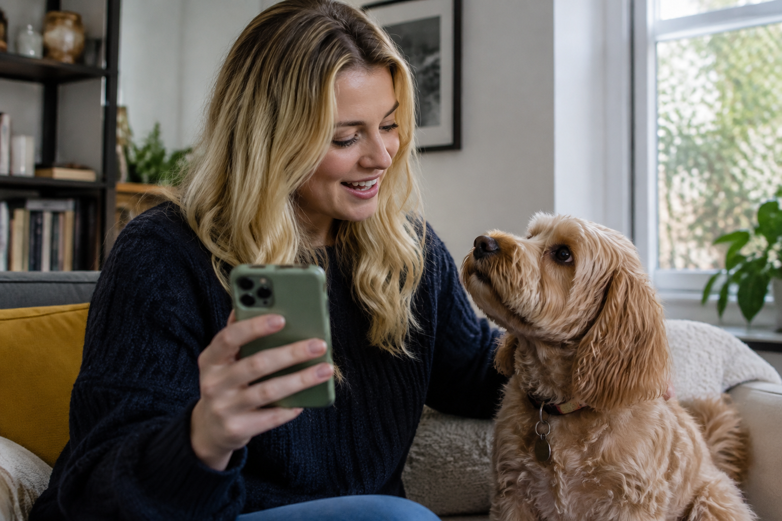 Honey Ross learns Welsh on Duolingo and practises with her dog