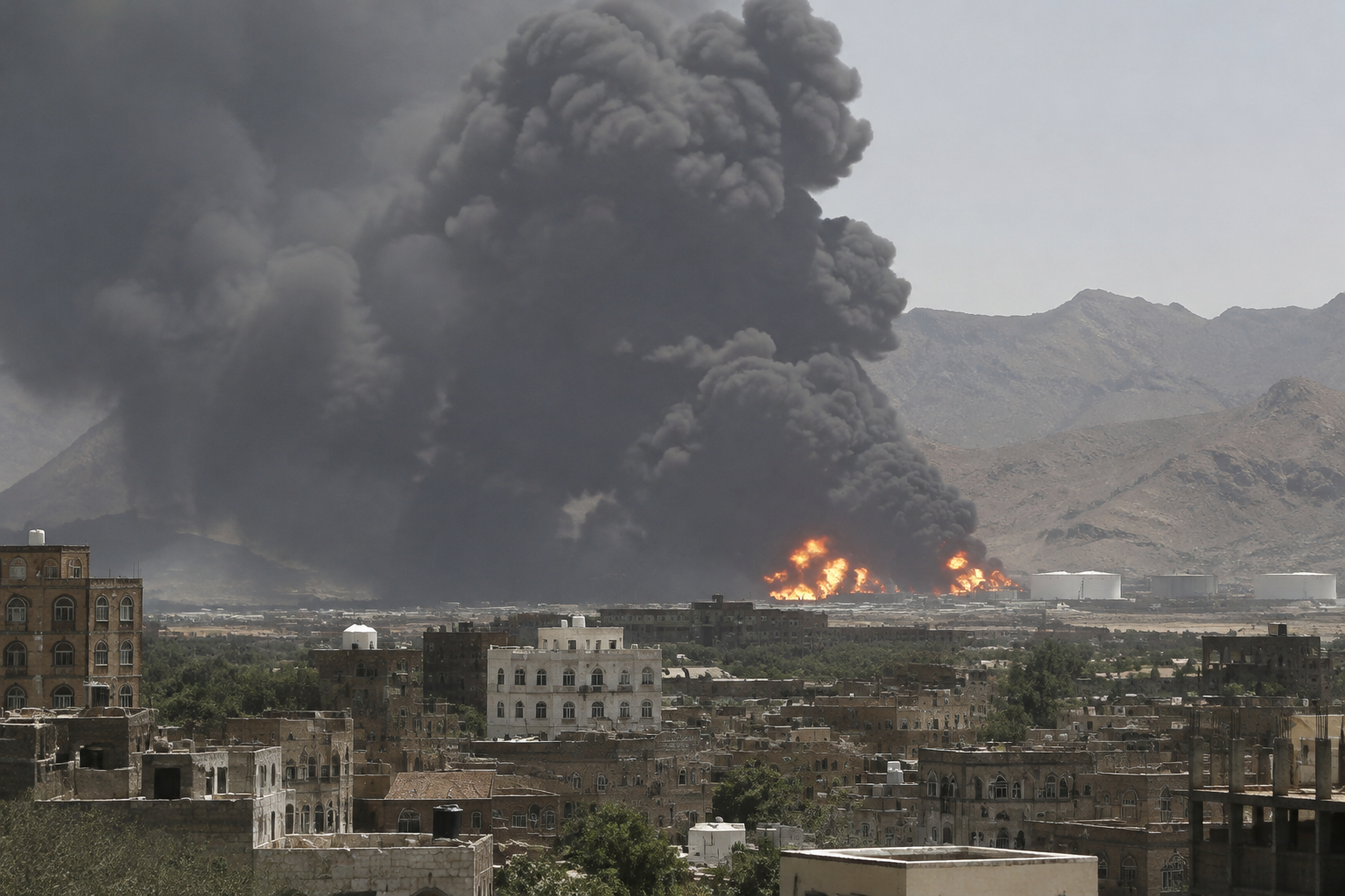Saudi coalition strikes fuel depot near Yemen's capital; Houthis warn of response