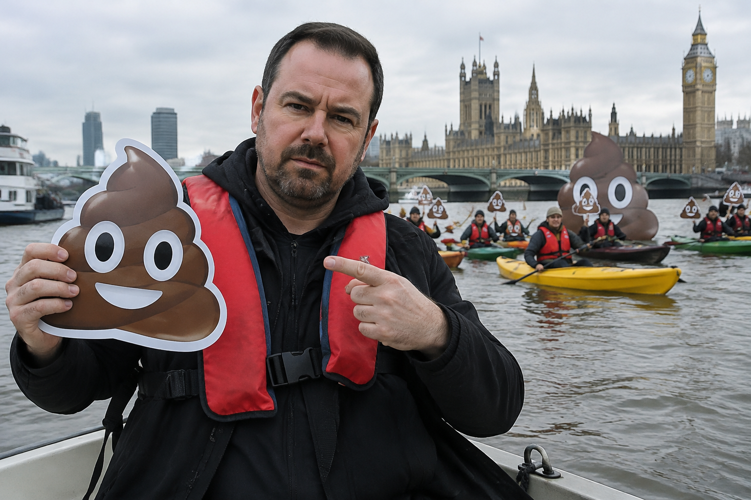 Danny Dyer joins Thames floating poo protest over water companies