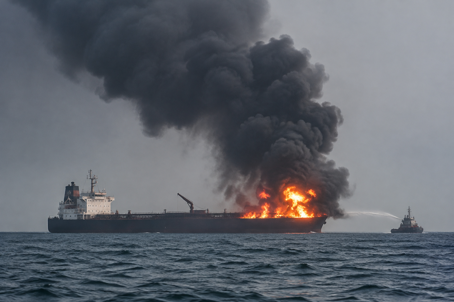 Eight crew missing after drone strike sets tanker on fire off Romania