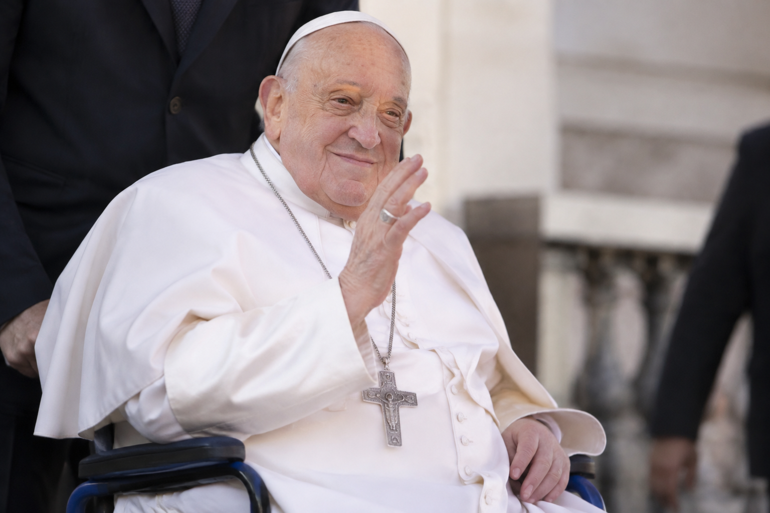 Pope pictured for first time since surgery and lung cancer diagnosis