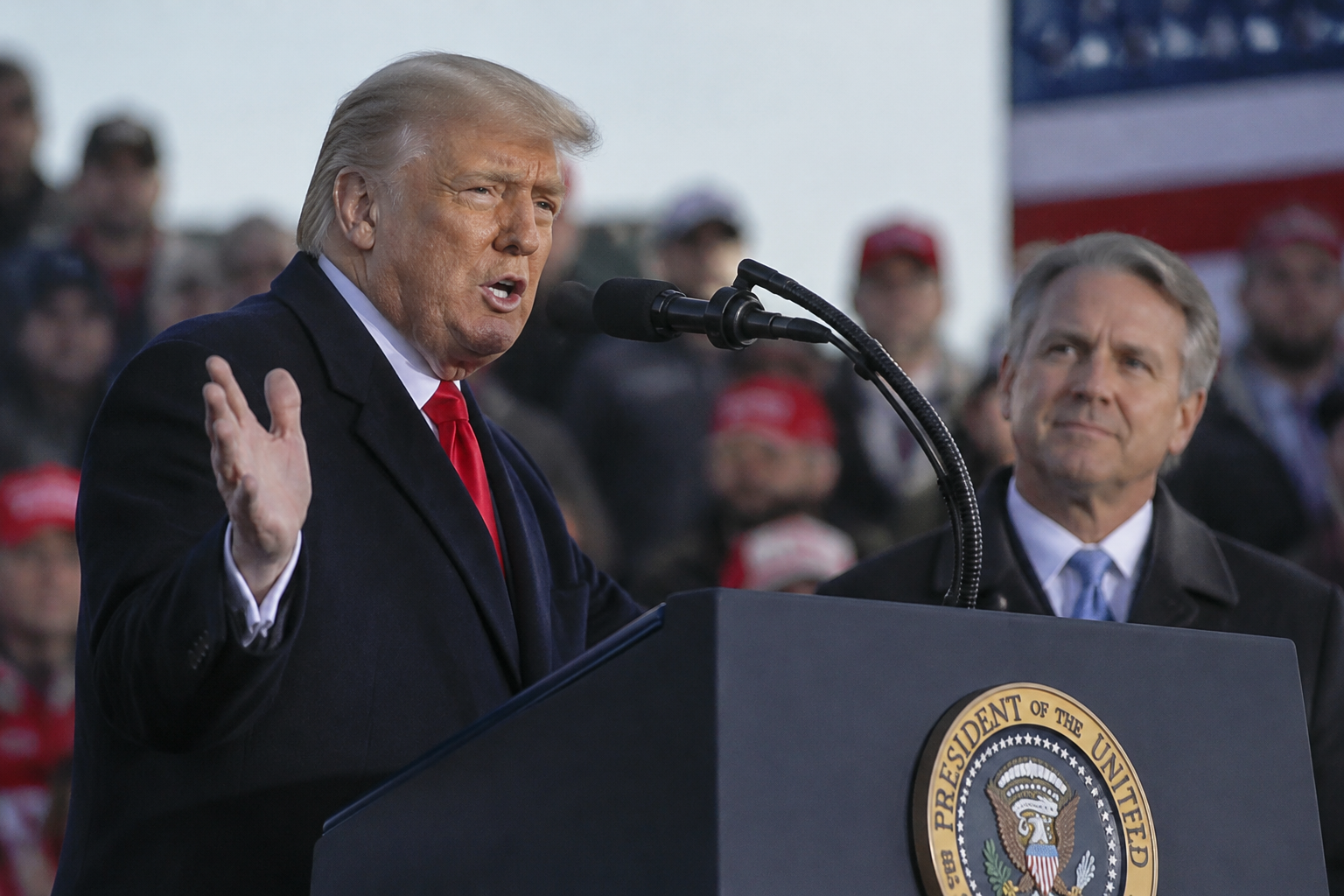 Trump Repeats Antisemitic Trope at Rally for Kansas Senator Roger Marshall