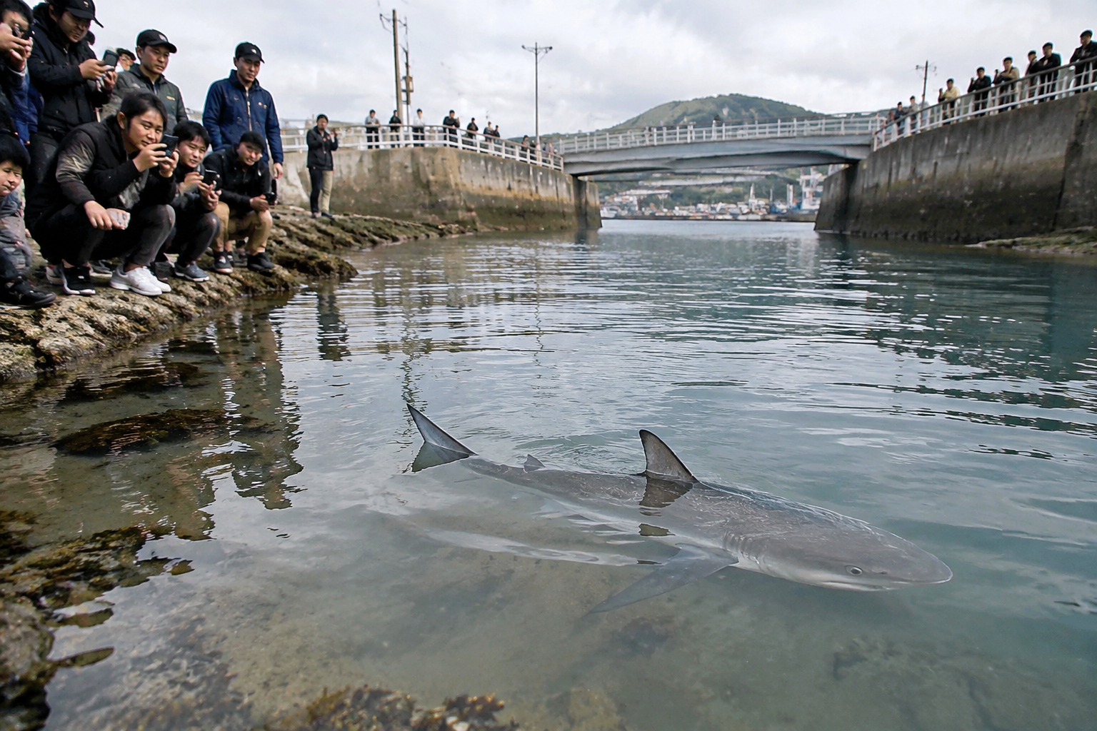 Bukangi the shark refuses to head out to sea after leaving South Korea canal