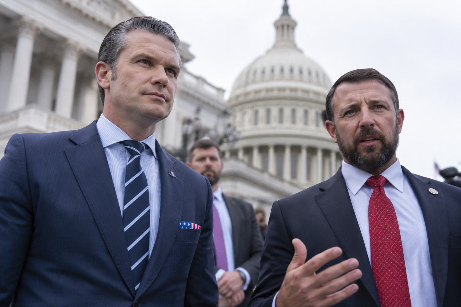 Hegseth and Mullin Back Trump’s National Security Case for Triumphal Arch