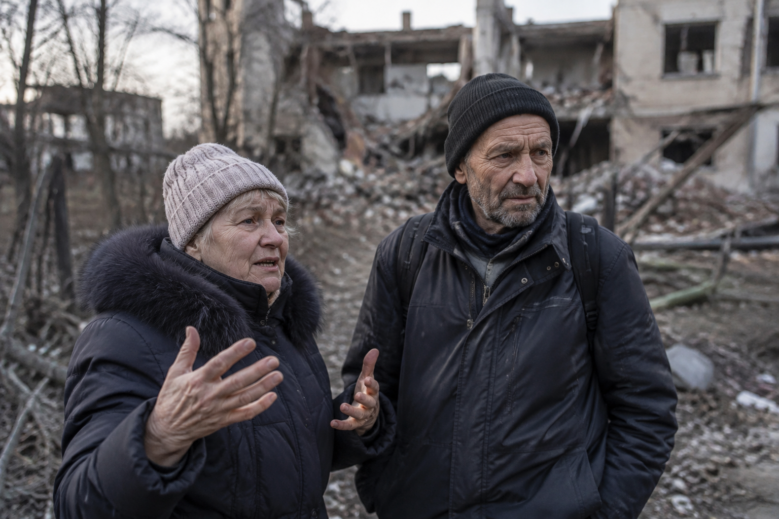 Evacuated Ukrainian couple recounts minefield crossings for food in Oleshky