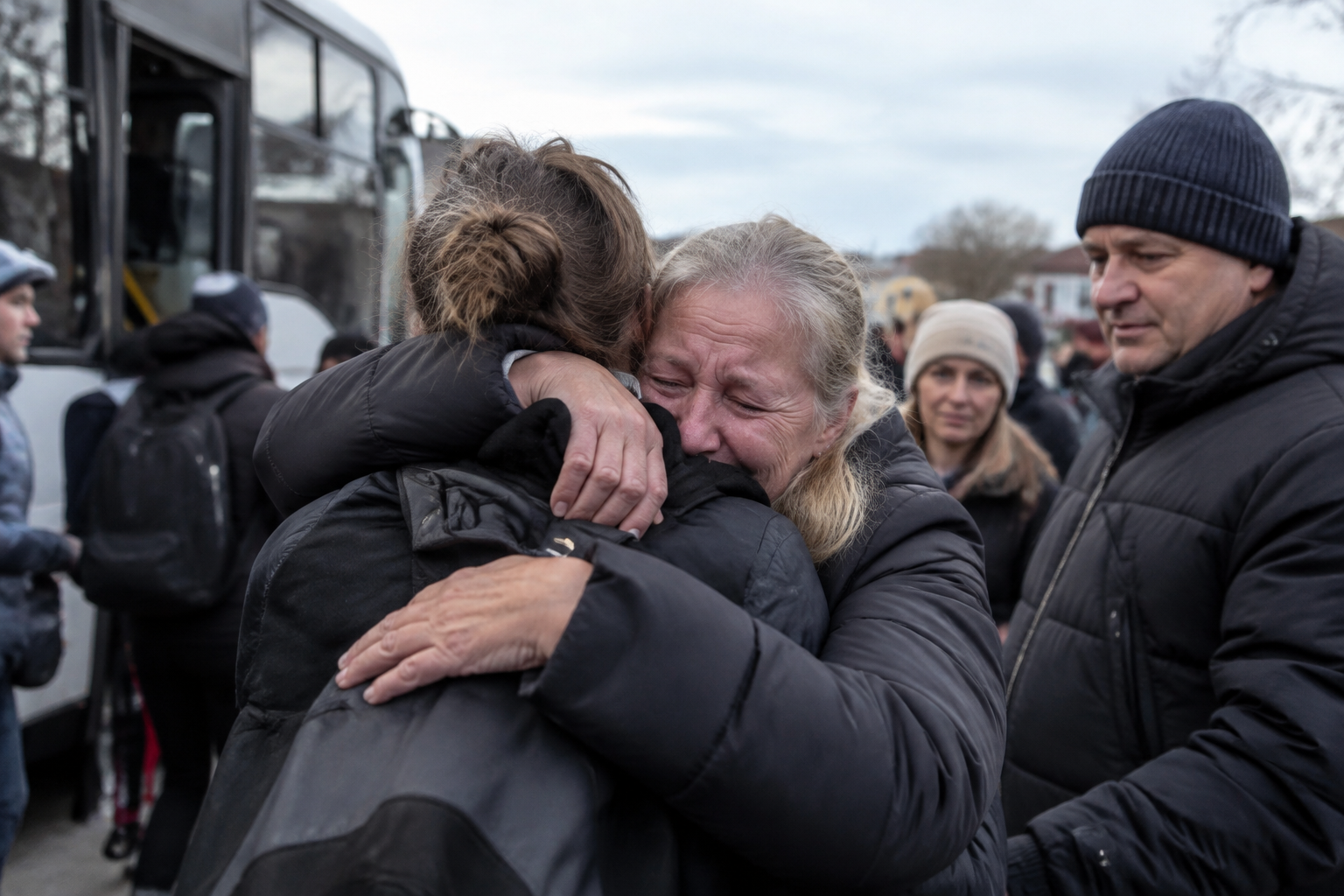 Ukrainian evacuees reunite with relatives after years in Russian-occupied Oleshky